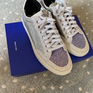 P448 Silver and Purple Glitter Sneakers